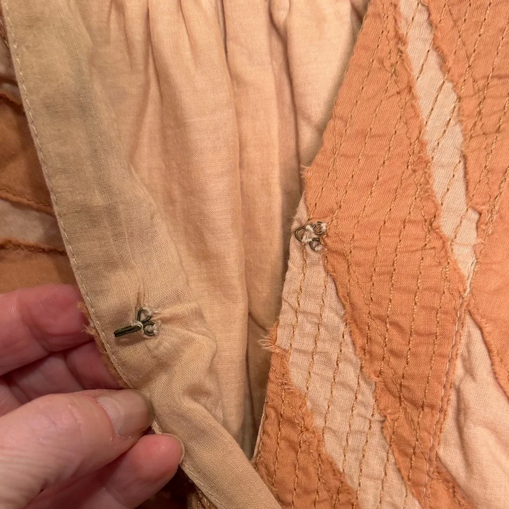 Anthropologie Peach and Cream Wrap Blouse - Picture 7 of 9